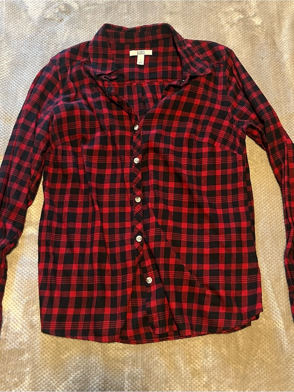 Women’s Red & Black Plaid Button-Up Shirt